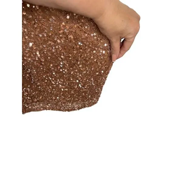Revolve Retrofete Mich Beaded Sequin Mini Dress Cowl Neck Bronze Size Medium - Picture 11 of 15
